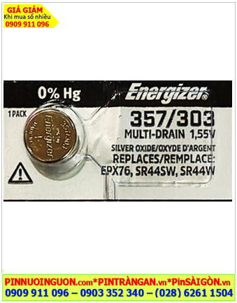 Energizer SR44SW _Pin 357; Pin đồng hồ 1.55v Silver Oxide Energizer SR44SW 357, Xuất xứ MỸ (USA)